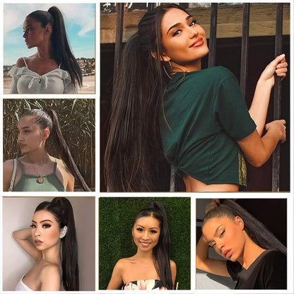 Claw Clip Ponytail Hair Extension – 24 Inch Long Straight Synthetic