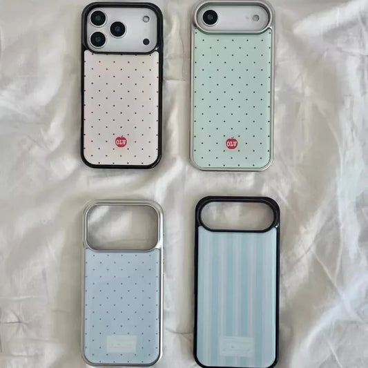 Grid Pattern Silver Edge Epoxy Anti Drop iPhone Case