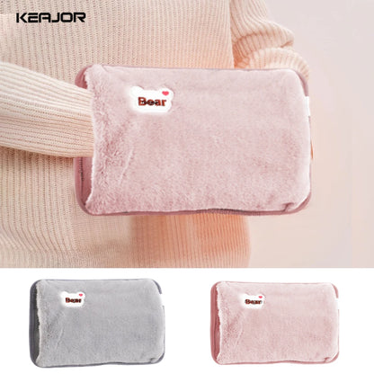 Electric Hot Water Bag Hand Warmer – Rechargeable Soft Plush Heating Pad