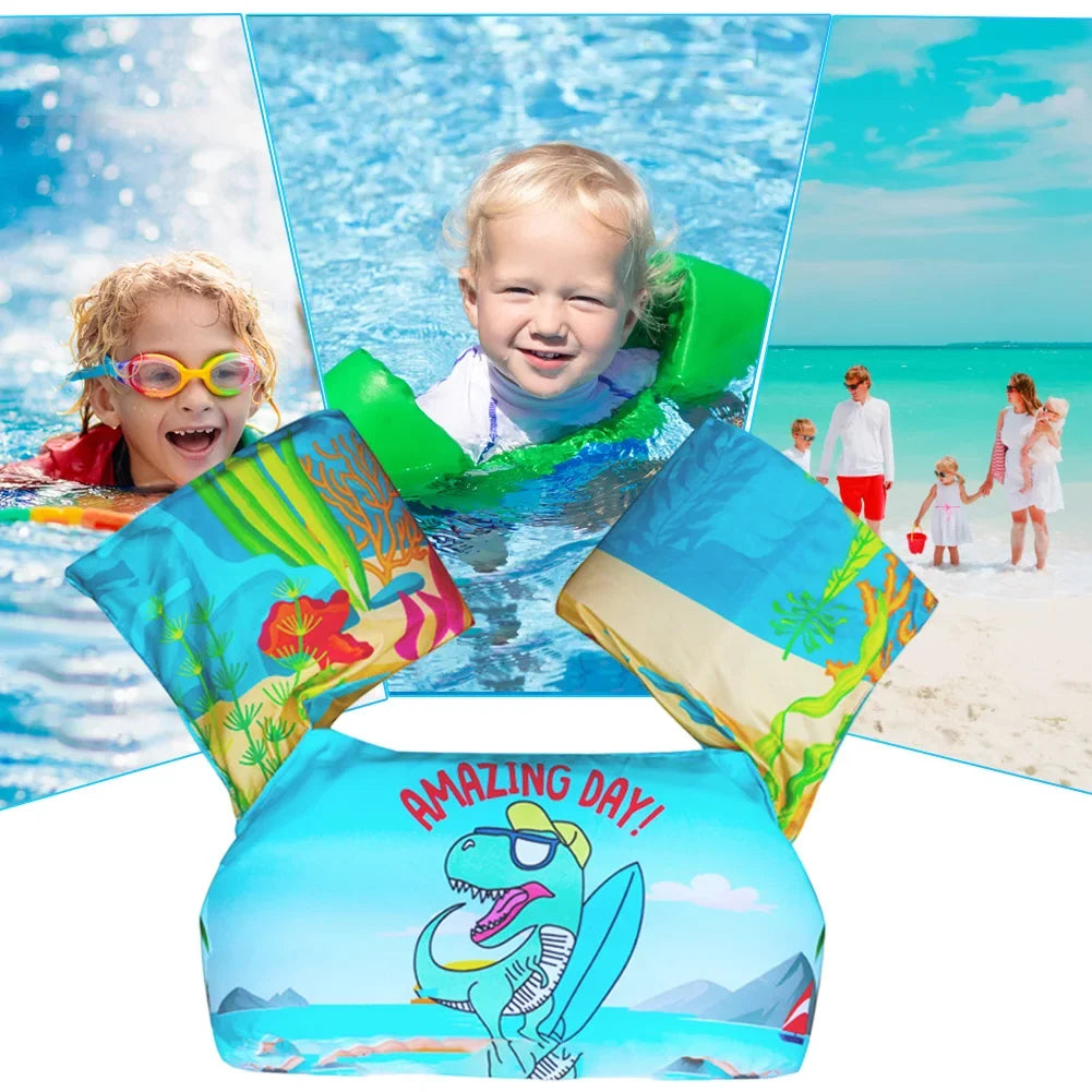 Kids Swim Float Vest with Arm Bands – Cartoon Pool Safety Jacket