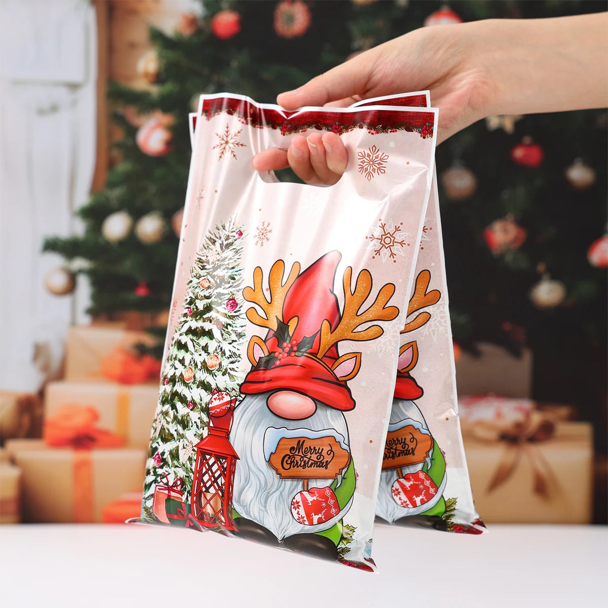 Christmas Gift Bags with Handles – Santa, Snowman & Holiday Designs