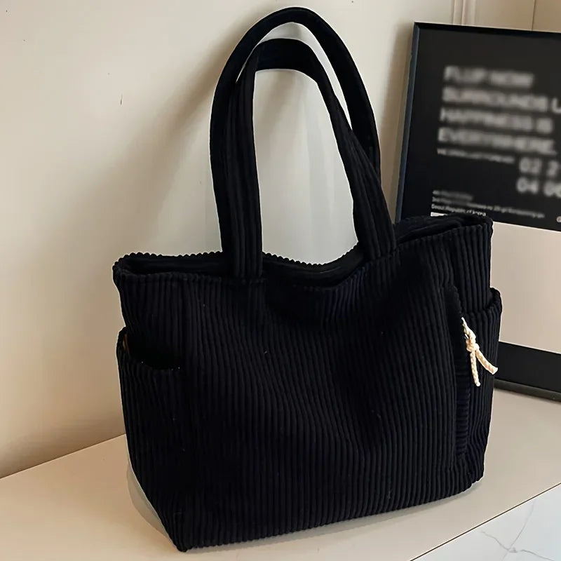Corduroy Tote Bag – Large Capacity Casual Shoulder Handbag