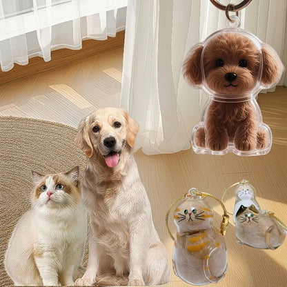 Pet Hair Memorial Keychain – Transparent Dog & Cat Pendant