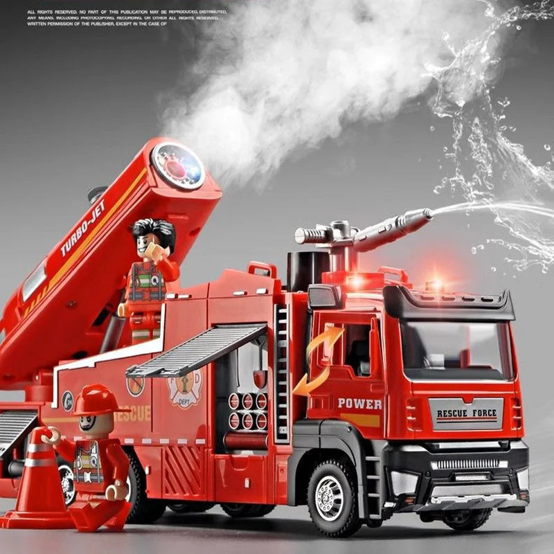 Diecast Fire Truck Toy with Lights Music and Water Spray