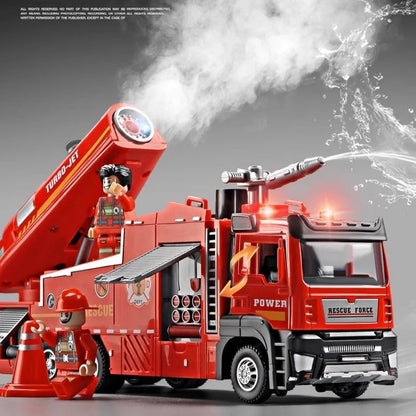 Diecast Fire Truck Toy with Lights Music and Water Spray