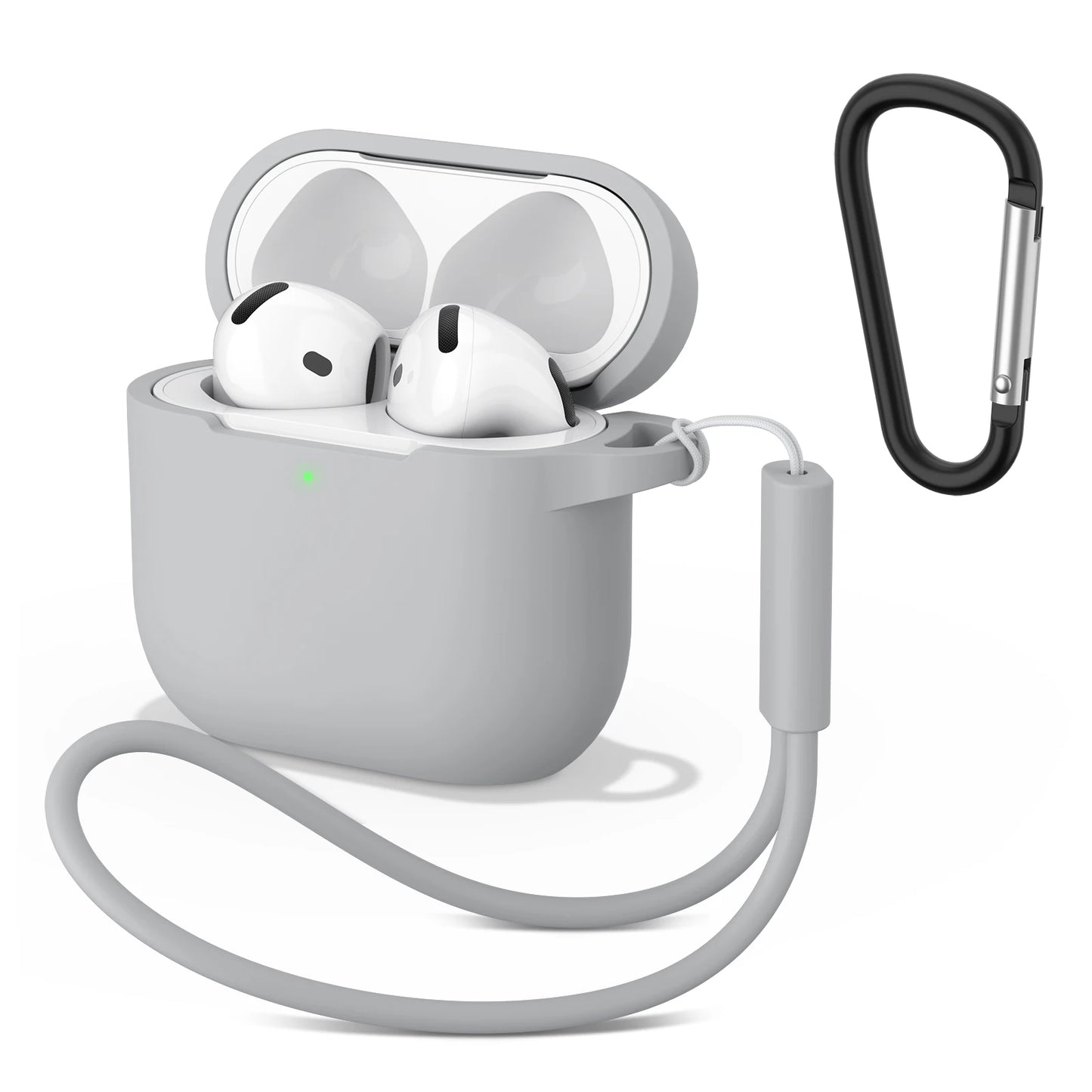 Silicone AirPods 4 Case with Wrist Strap & Carabiner Clip