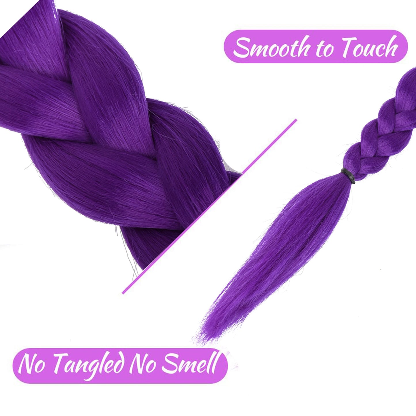 Purple Braided Clip-In Ponytail Hair Extension 26 Inch – Long Hairpiece for Kids & Cosplay