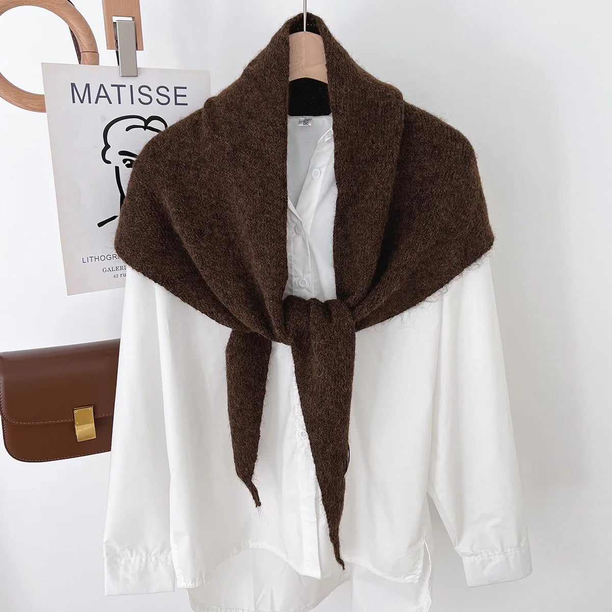 Knitted Triangular Wool Scarf – Women's Winter Warm Headscarf Shawl