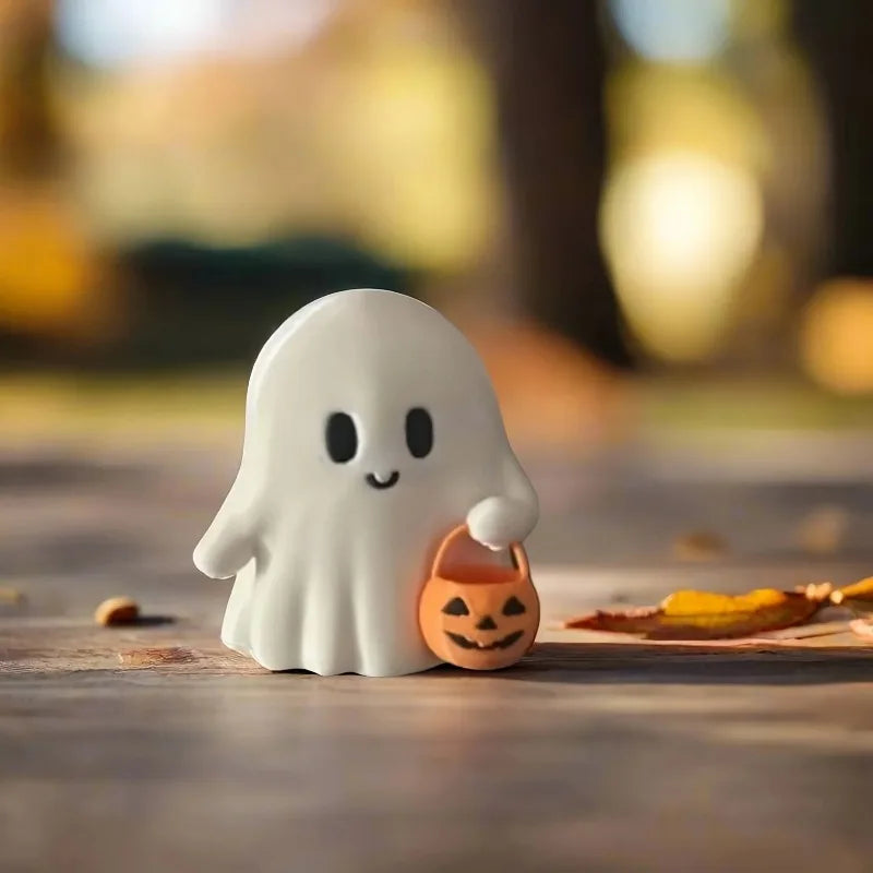 Halloween Ghost Statue – Cute Anime Pumpkin Figurine Decor