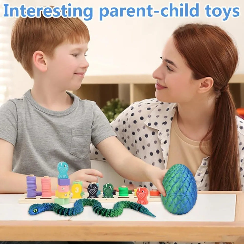 3D Printed Snake Egg Fidget Toy – Articulated Desk Ornament