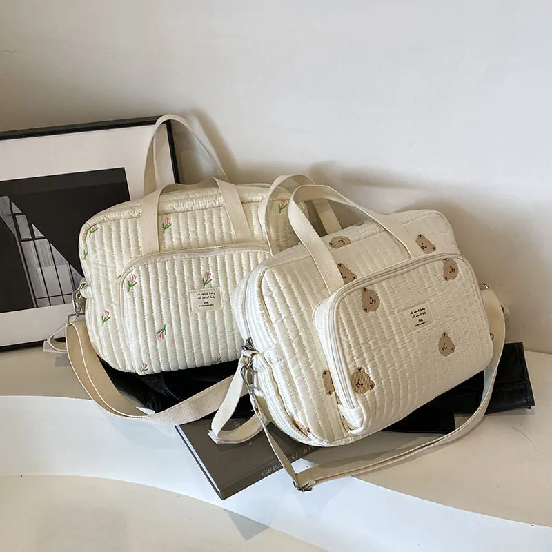 Large Embroidered Diaper Bag Mommy Shoulder Crossbody Handbag
