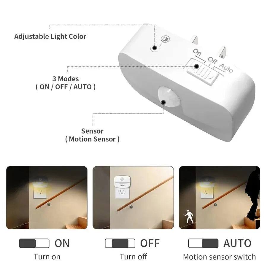 LED Motion Sensor Night Light Plug-In | EU & US Plug