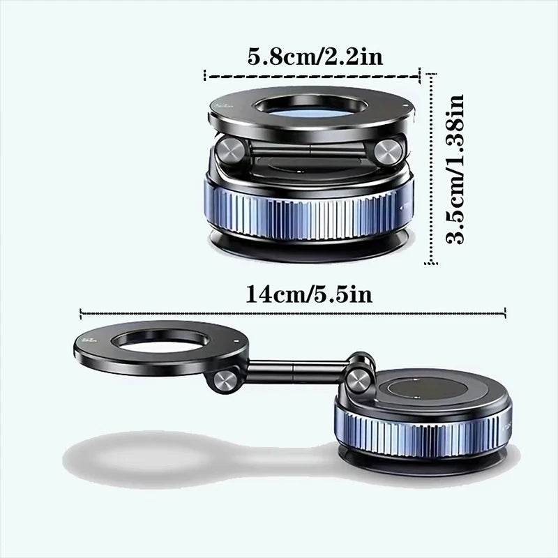 Magnetic Car Phone Holder – Foldable Vacuum Suction Mount