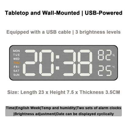 LED Digital Alarm Clock with Temperature Display & Remote Control