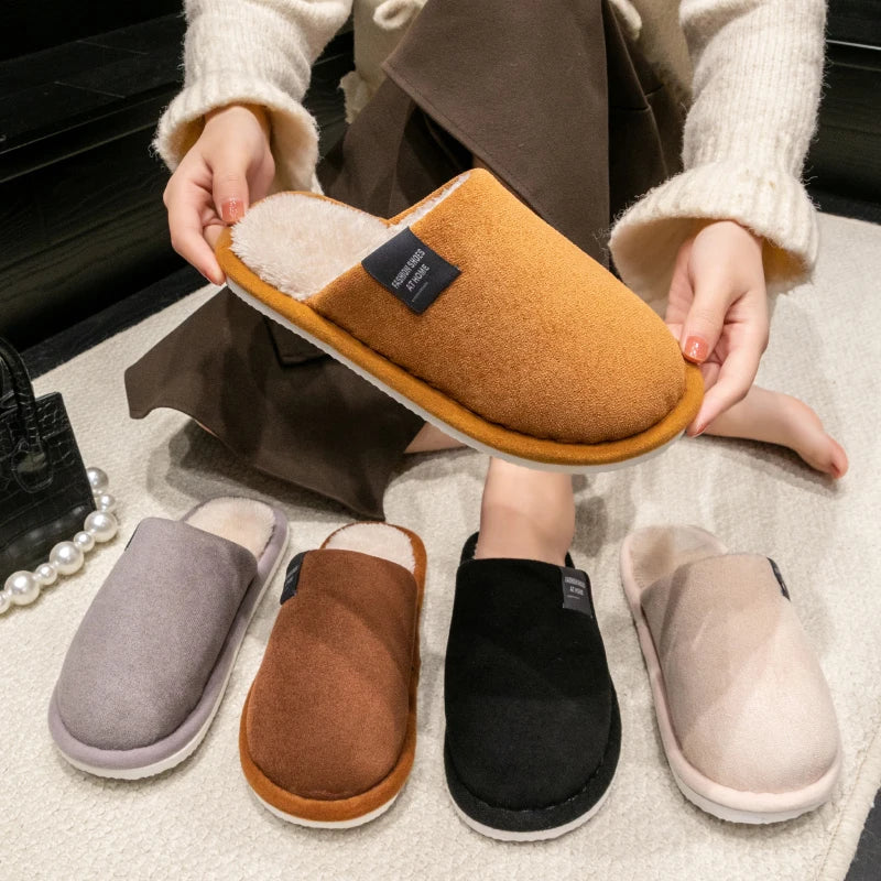 Men's Warm Plush Indoor Slippers – Non-Slip House Shoes