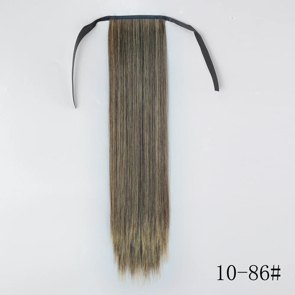Wrap Around Ponytail Extension Synthetic Straight Hair 22-34 Inch
