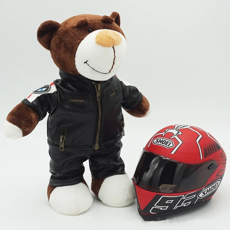 Motorcycle Helmet Teddy Bear Plush Toy – Kawaii Biker Bear Stuffed Animal Gift