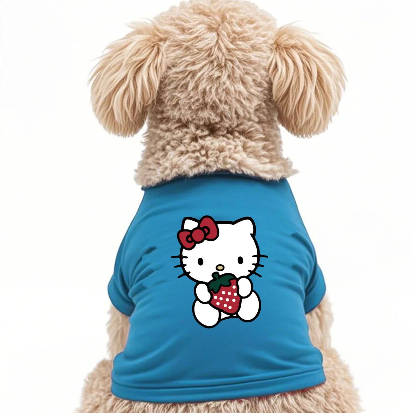 Hello Kitty Strawberry Print Dog T-Shirt Soft Breathable Pet Tee