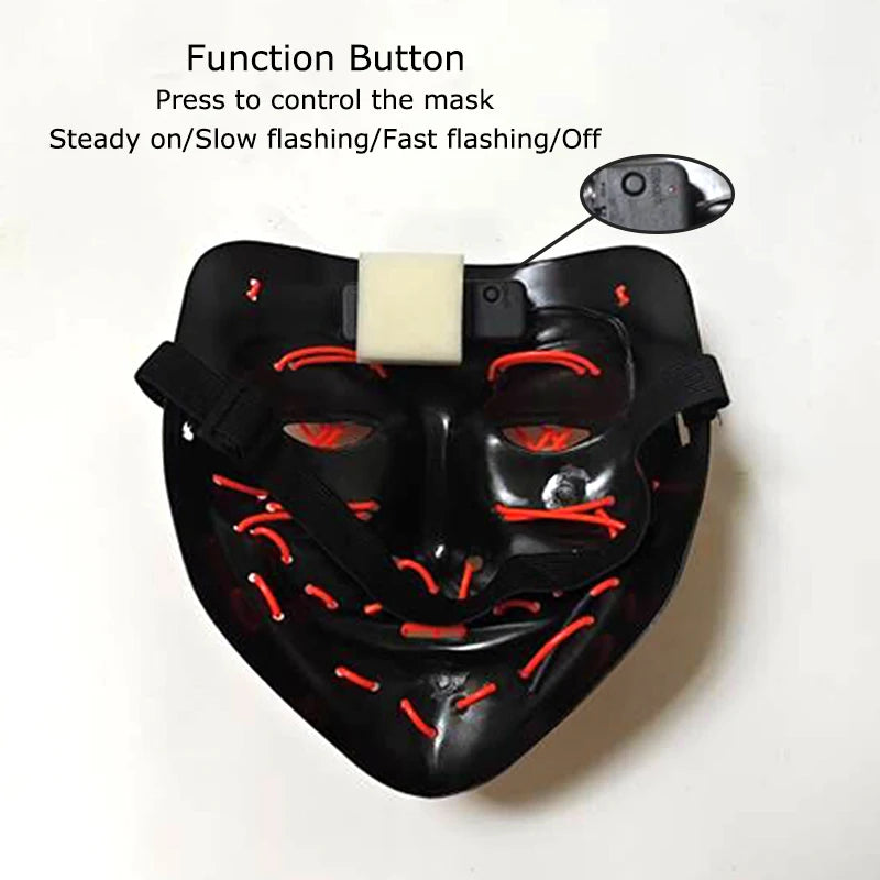 LED Purge Mask – Neon Glow Halloween Cosplay Mask