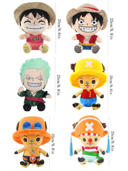 25CM One Piece Luffy Chopper Ace Zoro Plush Doll
