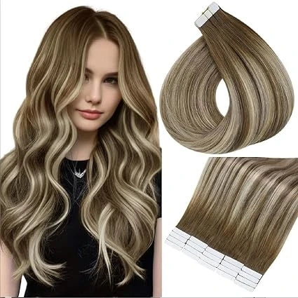 Tape-In Hair Extensions 100% Remy Human Hair Straight Seamless