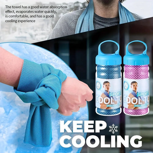 Cooling Sports Towel with Portable Bottle Case – Quick Dry, Ice Cold Sensation
