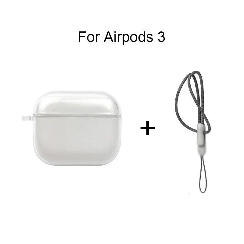 Clear TPU AirPods Case with Lanyard Strap – Shockproof