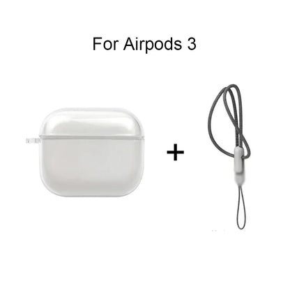 Clear TPU AirPods Case with Lanyard Strap – Shockproof