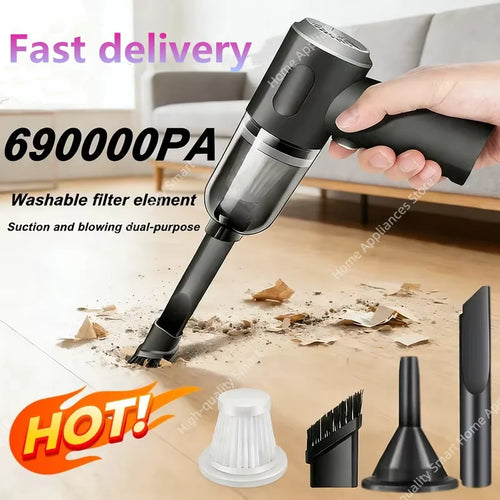 Cordless Handheld Car Vacuum Cleaner 690000Pa – Wet & Dry, 2-Hour Quick Charge