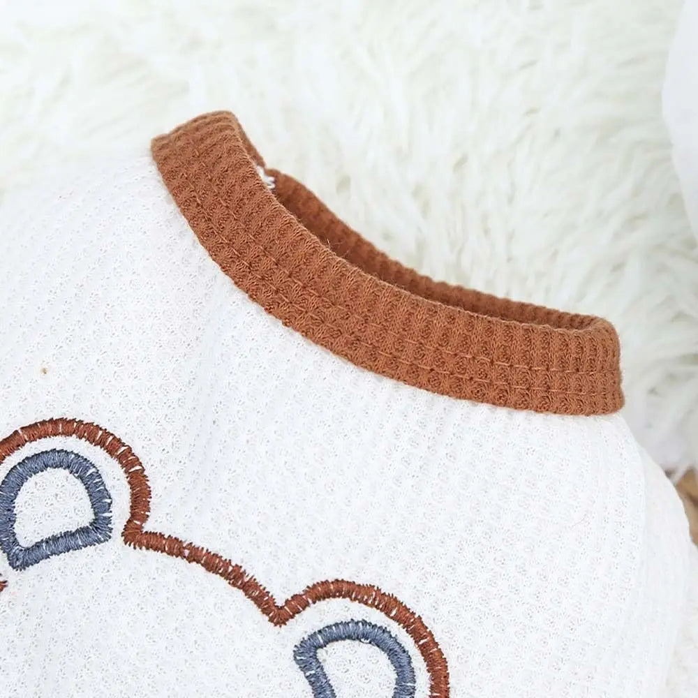 Bear Embroidered Dog Dress & Shirt – Cute Small Pet Outfit