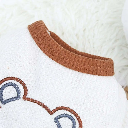Bear Embroidered Dog Dress & Shirt – Cute Small Pet Outfit