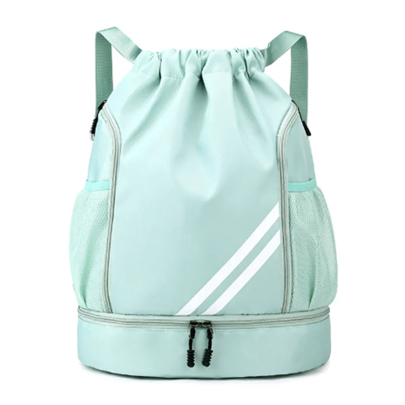 Sports Gym Drawstring Backpack with Shoe Compartment for Men & Women
