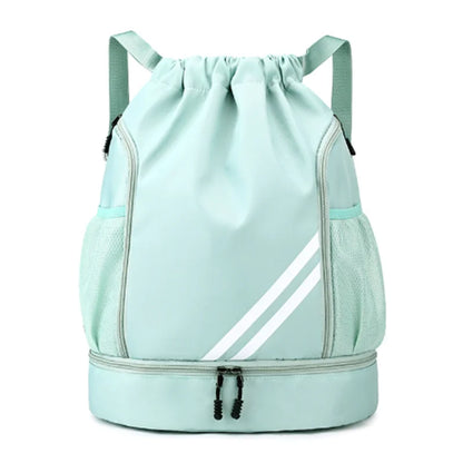 Sports Gym Drawstring Backpack with Shoe Compartment for Men & Women