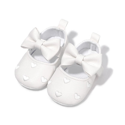 Baby Girl Bow-Knot First Walker Shoes – Soft Sole Heart Flats