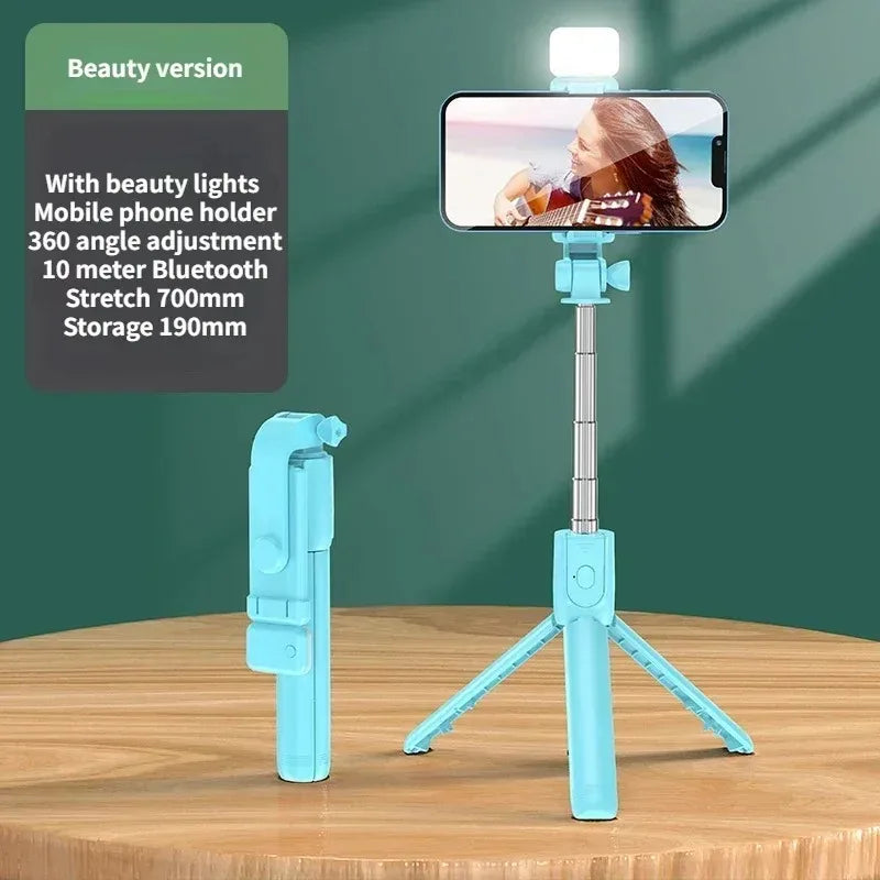 Mini Selfie Stick Tripod with LED Fill Light & Bluetooth Remote