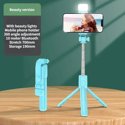 Mini Selfie Stick Tripod with LED Fill Light & Bluetooth Remote