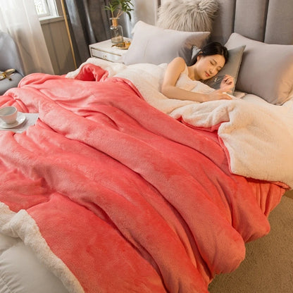 Double-Sided Wool Throw Blanket – Thick Warm Winter Bed Blanket, 12 Colors
