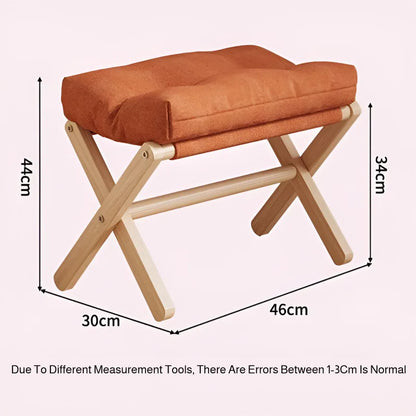 Solid Wood Footstool with Cushion – Padded Ottoman & Shoe Bench