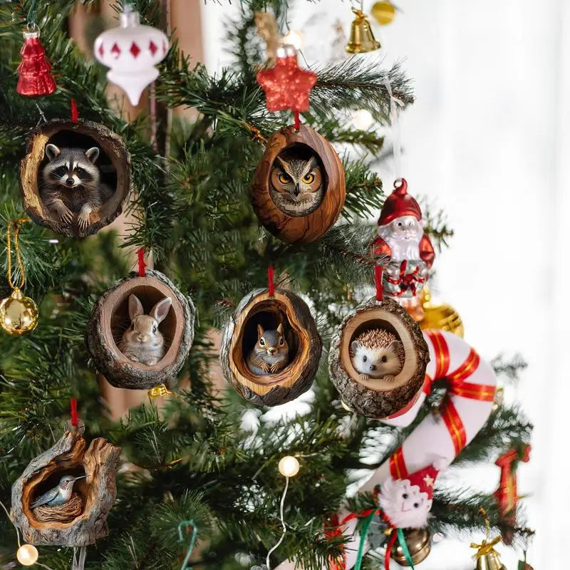 Animal Christmas Tree Ornament – Acrylic 2D Pendant (Owl, Bunny, Squirrel & More)