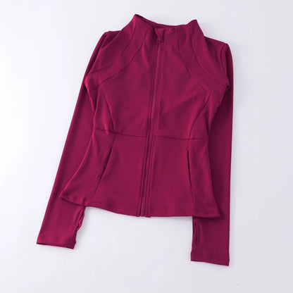Women's Zip-Up Athletic Jacket – Slim Fit Running Sports Coat