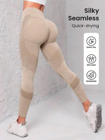 Seamless Wide Waistband Sports Leggings for Women – Yoga & Gym