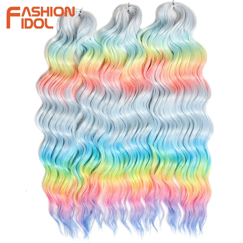 Deep Wave Braiding Hair Extensions 24 Inch – Synthetic Water Wave Crochet Hair