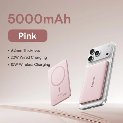 Baseus 5000mAh Slim Magnetic Power Bank – 15W Wireless & 20W Wired Charging