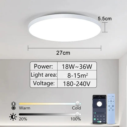 Smart LED Ceiling Light Dimmable | App & Remote Control