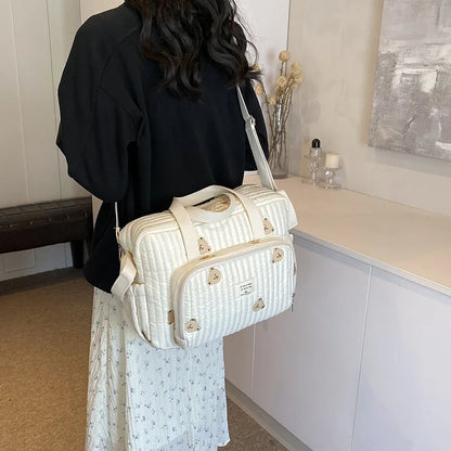 Large Embroidered Diaper Bag Mommy Shoulder Crossbody Handbag