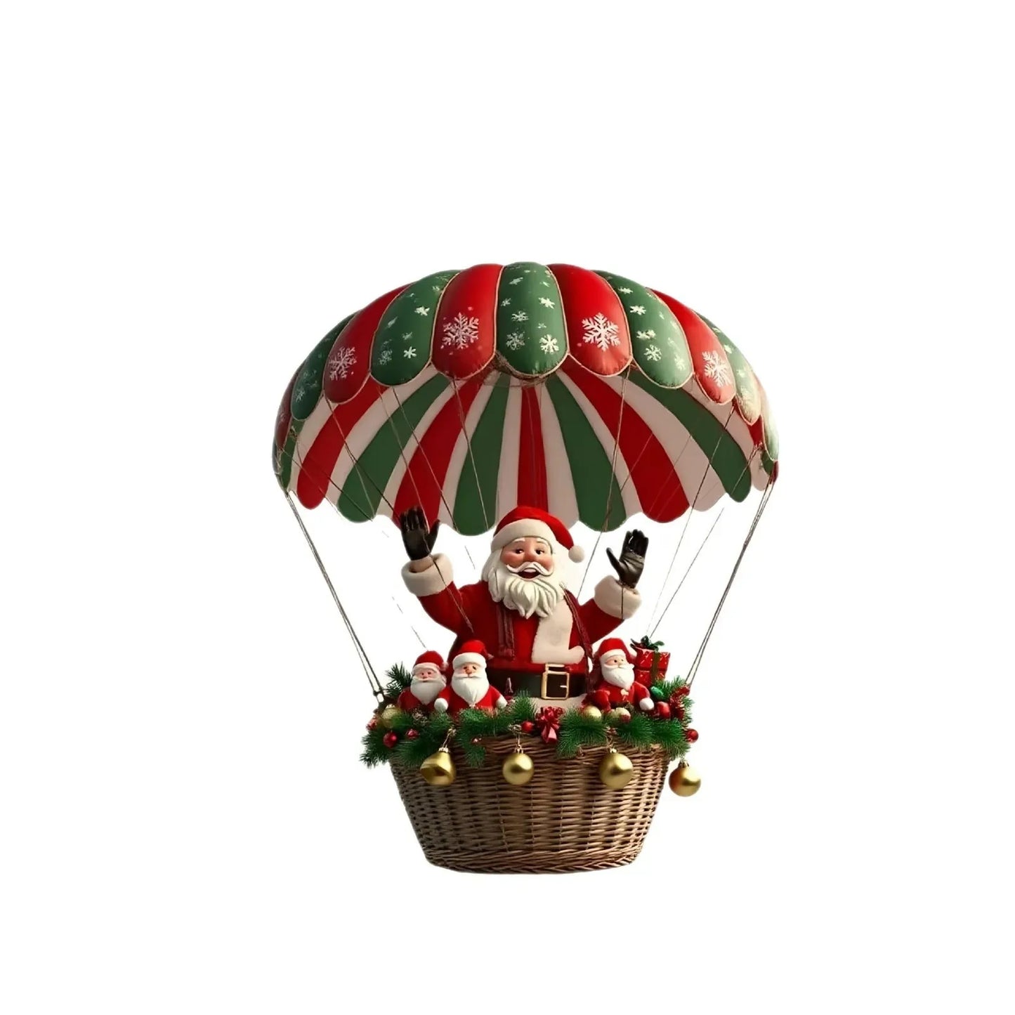 Christmas Santa Hot Air Balloon Acrylic Hanging Ornaments – Set of 10