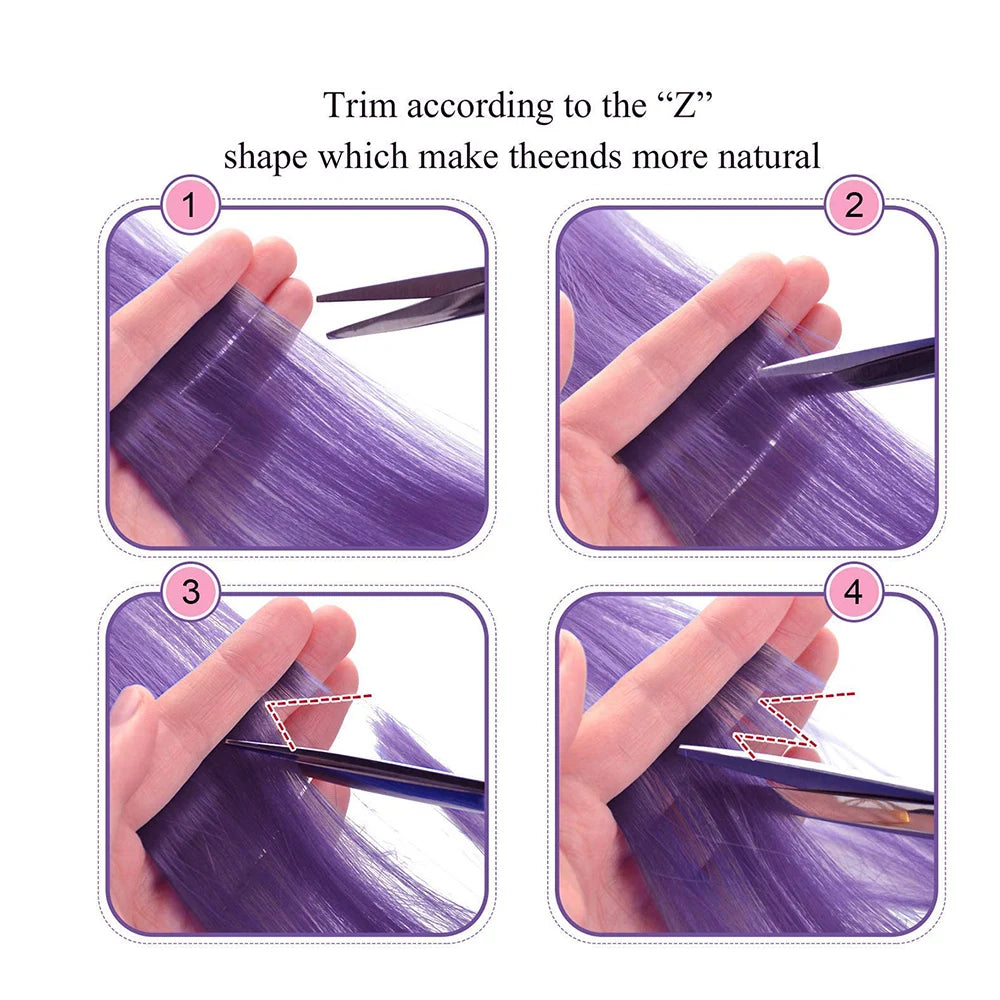 Clip-In Hair Extensions 6 Pcs Colored Highlights 22 Inch Straight