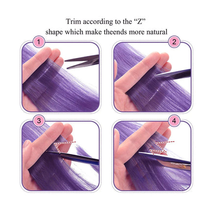 Clip-In Hair Extensions 6 Pcs Colored Highlights 22 Inch Straight