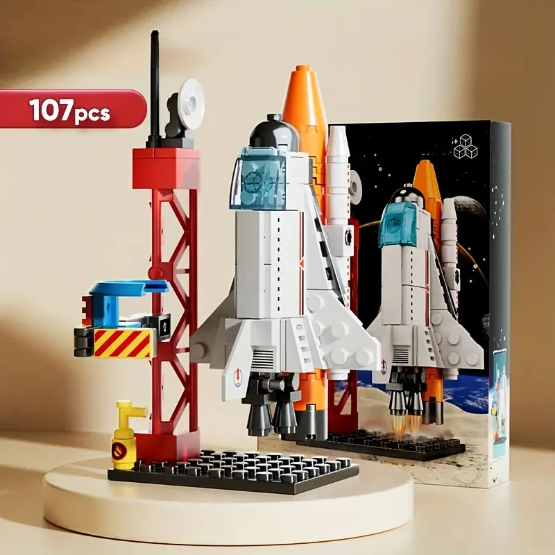 Space Rocket Building Blocks Set – 130pcs STEM 3D Assembly Model Toy