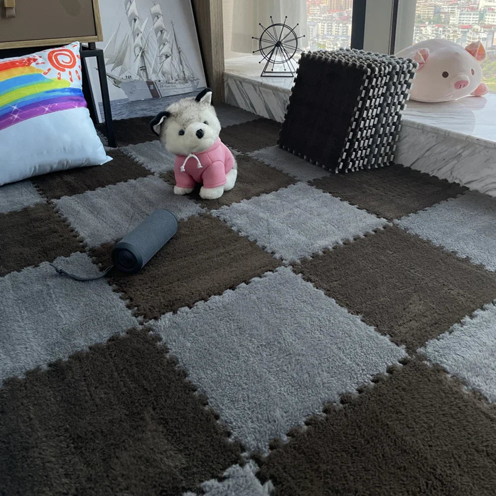 Interlocking Foam Puzzle Play Mat Tiles – Soft Plush Carpet for Kids & Baby
